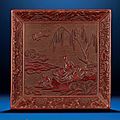 A carved cinnabar lacquer square tray, ming dynasty, 16th-17th century 