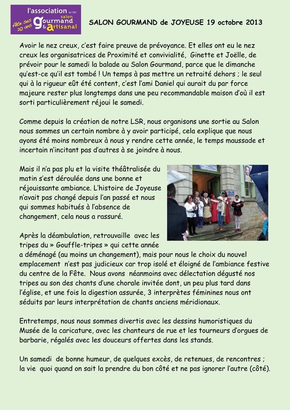 cpterendu SALON GOURMAND de JOYEUSE 19 octobre 2013