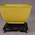 Square form imperial yellow bowl. 清代 qing dynasty, 乾隆 qianlong period (1736-1795) 