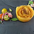 Rose de melon au Porto, petite salade multicolore