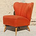 Fauteuil cocktail 50's orange (à restaurer)