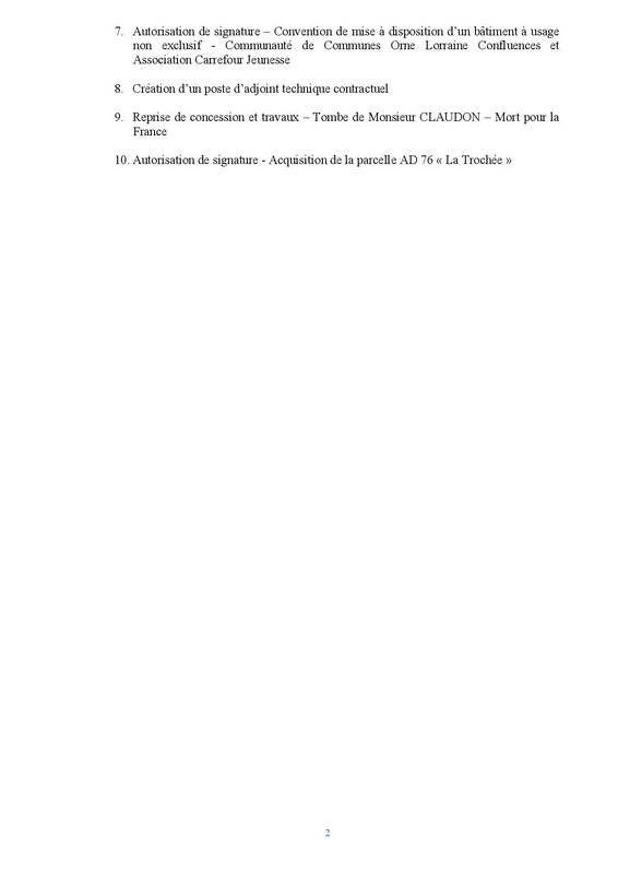 Ordre du jour - CM du 11