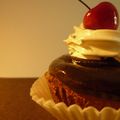 détail, cupcake chocolat griotte