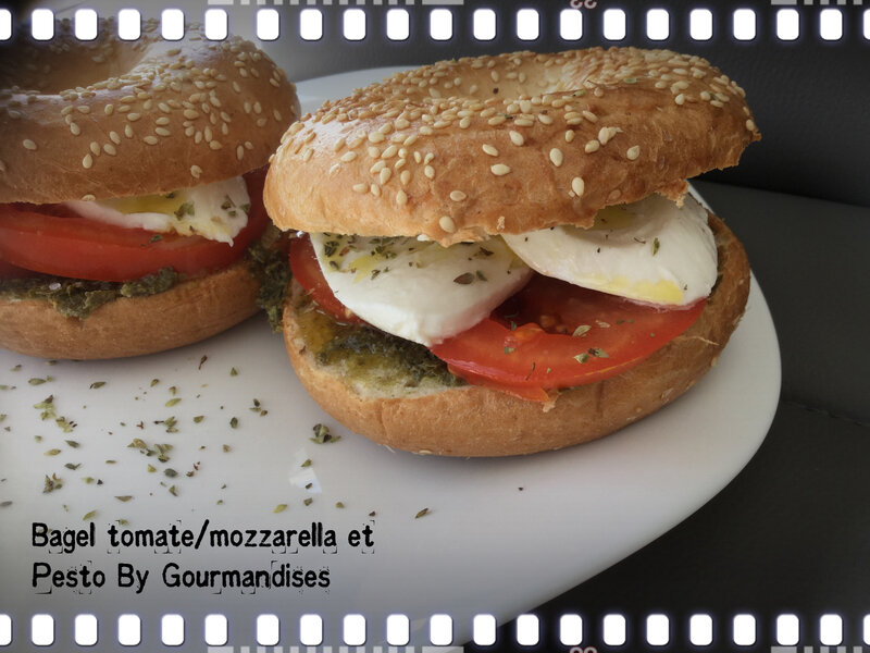 Bagel tomate/mozzarella/pesto verde - Gourmandises sucrées ou salées