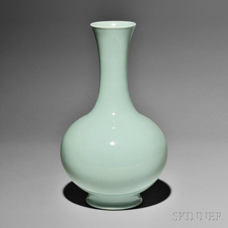 Sky Blue-glazed Bottle Vase, China, possibly 18th century