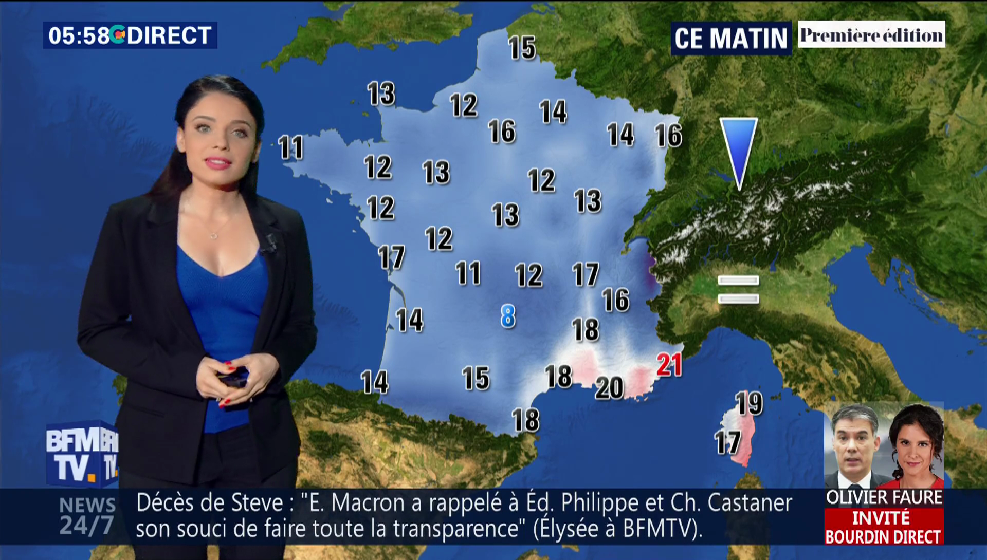 Presentatrice De La Meteo Sur France 3 virginiehilssone04.2019_07_31_meteolejournalpremiereeditionBFMTV