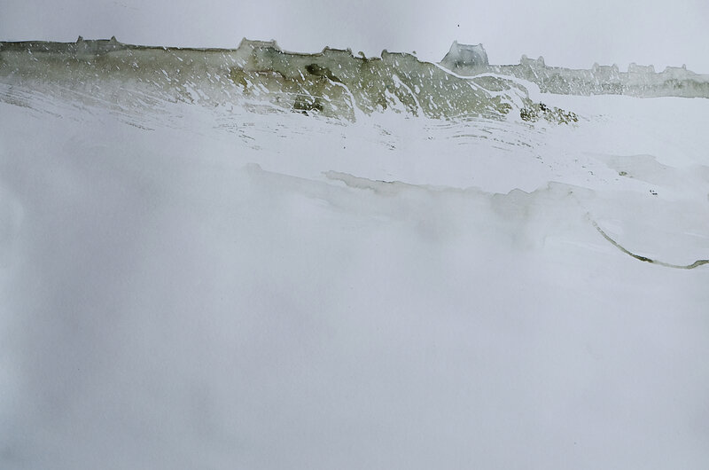 tempete à ouessant avril 2018, aquarelle