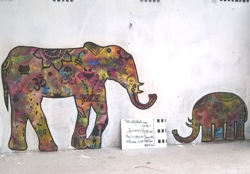 maman-éléphant-et-son-petit-street-art-nantes