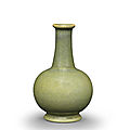 A rare teadust-glazed bottle vase, qianlong seal mark and of the period (1736-1795)