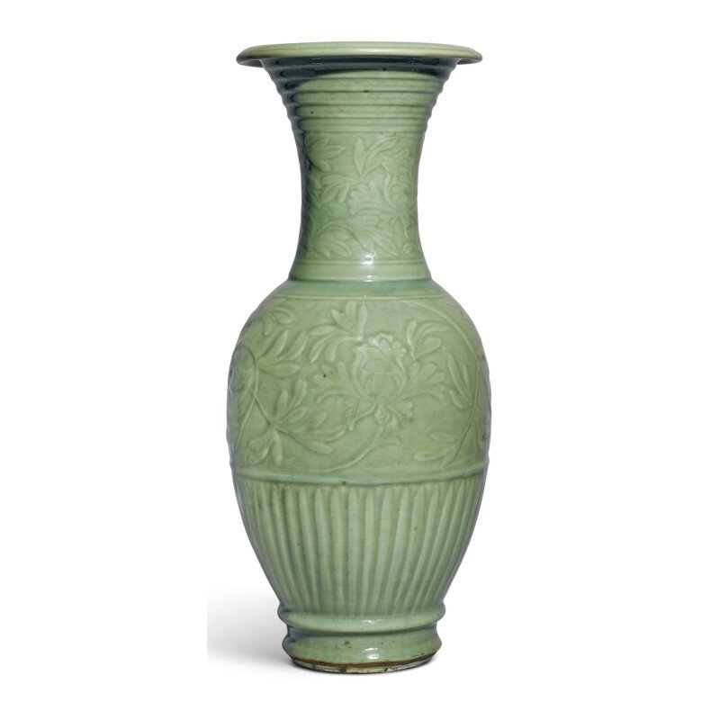 A 'Longquan' celadon-glazed baluster vase, Yuan dynasty (1279-1368)