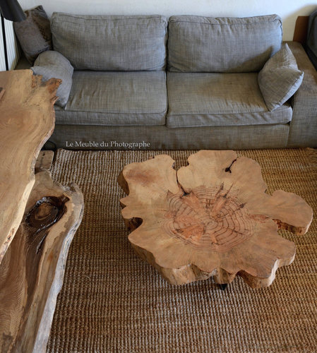 Meuble tv bois massif planche sur mesure - forme arbre