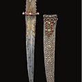 An ottoman gem-set agate-hilted dagger with silver scabbard. turkey, 18th century