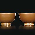 A pair of café-au-lait-glazed bowls, marks and period of kangxi (1662-1722)