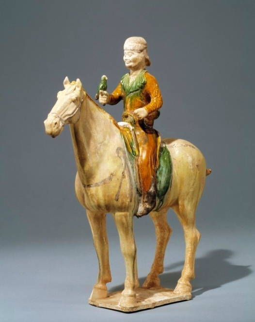 Falconer on Horseback, China, Late 7th centuryearly 8th century, Tang