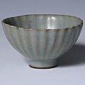 An attractive small Chinese celadon petal-lobed bowl, Southern Song Dynasty (1127-1279)