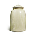 A rare and impressive large white-glazed jar and cover, Sui dynast