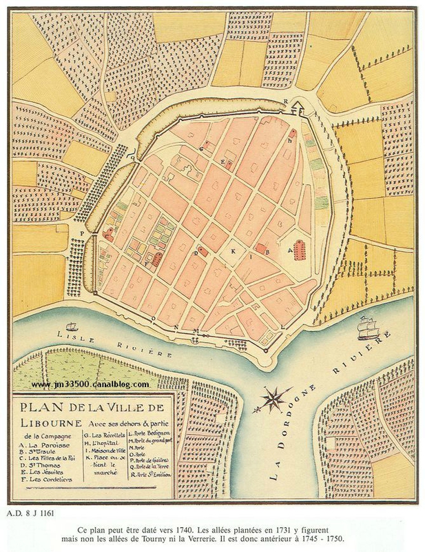Libourne - Plan vers 1740