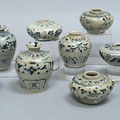 A selection of nine blue and white vessels. Late 15th/Early 16th Century