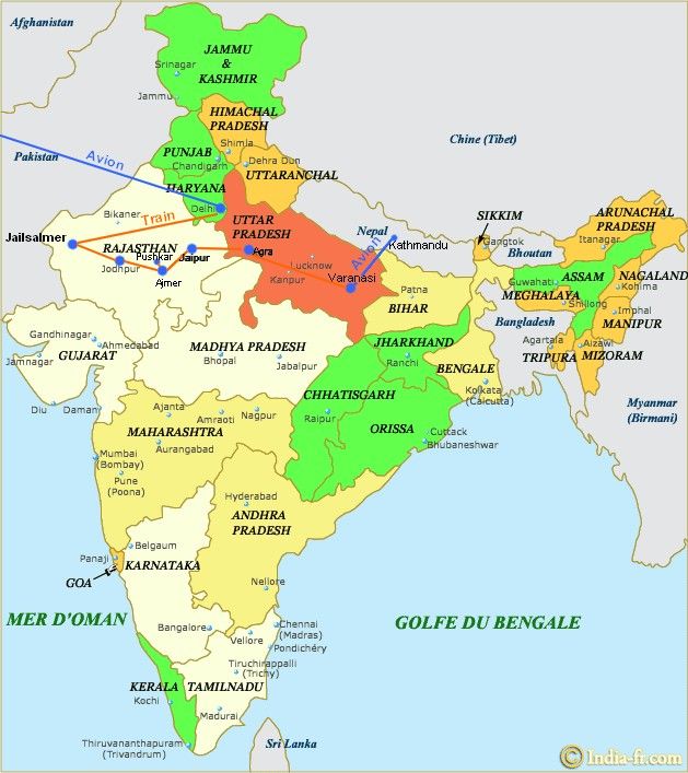 Carte itinéraire Inde vue du monde Carte itinéraire Inde vue du monde