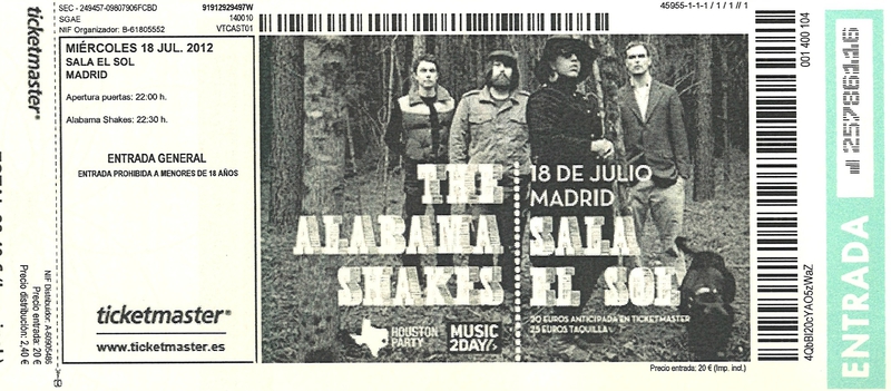 2012 07 Alabama Shakes Sala El Sol Billet