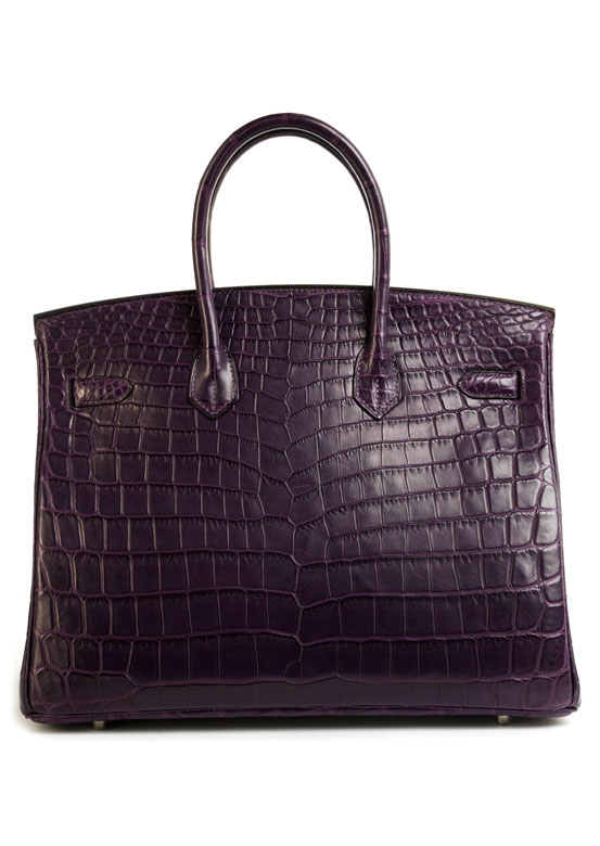 Hermes Birkin 35 Bag Violet Crocodile SHW