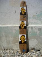 acrylique trois têtes sur bois 2002