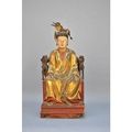 Statuette vietnamienne en bois doré et laqué