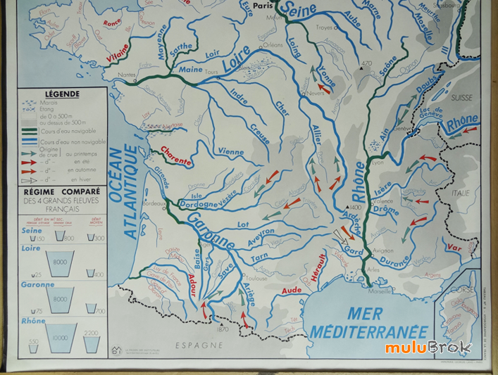 Collection ... Carte COTES MEDITERRANEE / HYDROGRAPHIE FRANCE - muluBrok