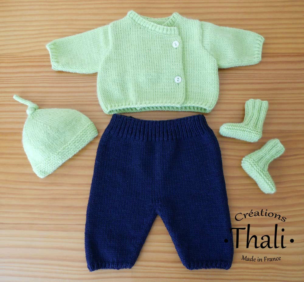 Patron gratuit pour tricoter un ensemble pour bébé - Marie Claire
