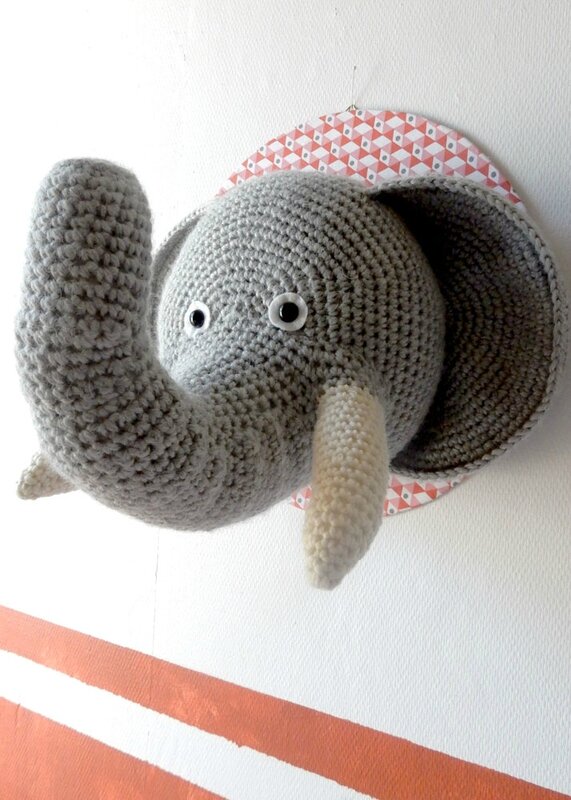 trophée éléphant - Crochet déco - Anisbee