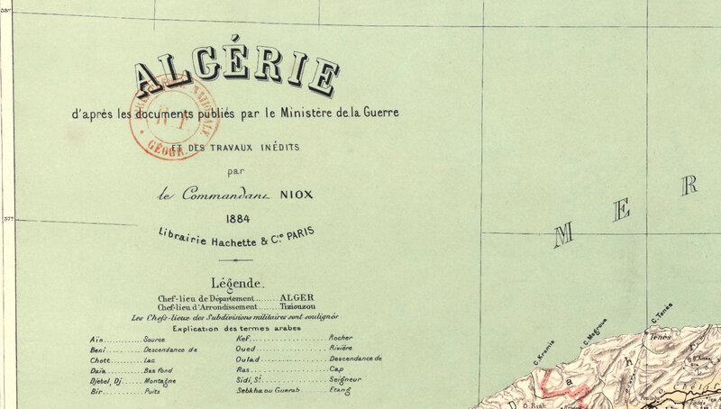 Algérie, carte Niox, 1884, légende