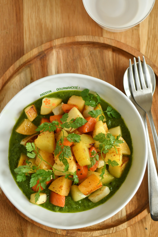 Poêlée de légumes sur un lit de purée de cresson_1