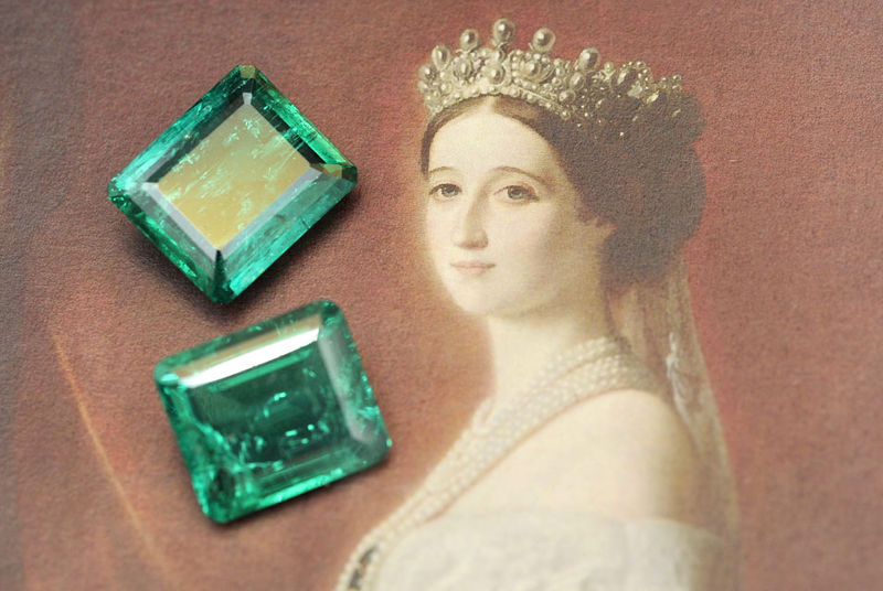 Two unmounted rectangular-cut emeralds, the property of French Empress  Eugenie (1826 - 1920) @ Christie's - Alain.R.Truong