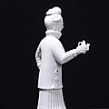 A rare blanc de chine porcelain teapot in the shape of oriental figure, china, qing dynasty, 19th century