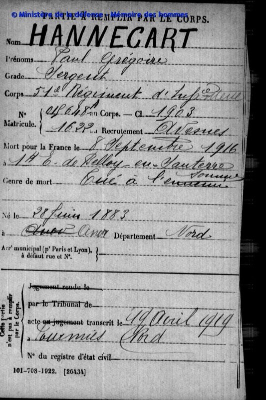 Paul Hannecart 1883 1916 Le Blog Du 147e Ri