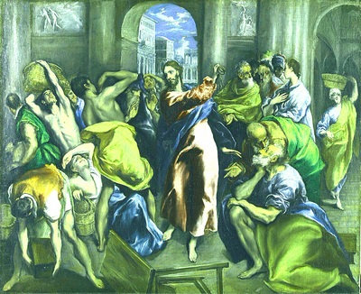 Bibl-Hist-Jésus chassant les marchands du Temple, version de Londres, par Le Greco