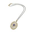 18 karat two-color gold, sapphire and diamond pendant-necklace, buccellati