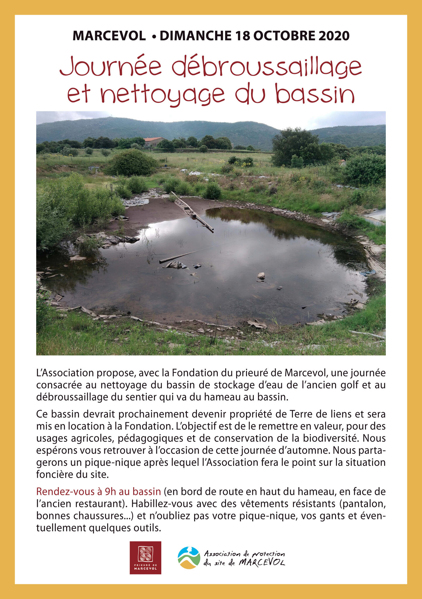 Chantier collectif de nettoyage de l ancien bassin du golf