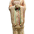 A painted pottery figure of a civil official, tang dynasty (618-907)
