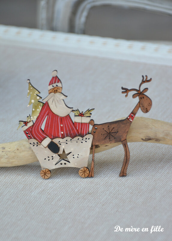 père noël chariot et son renne