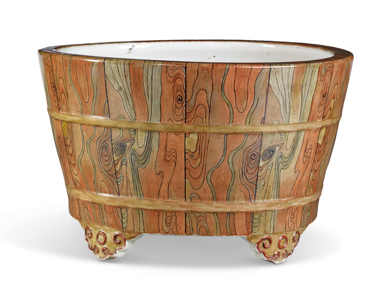 A faux-bois decorated jardinière, late Qing dynasty (1644-1911)