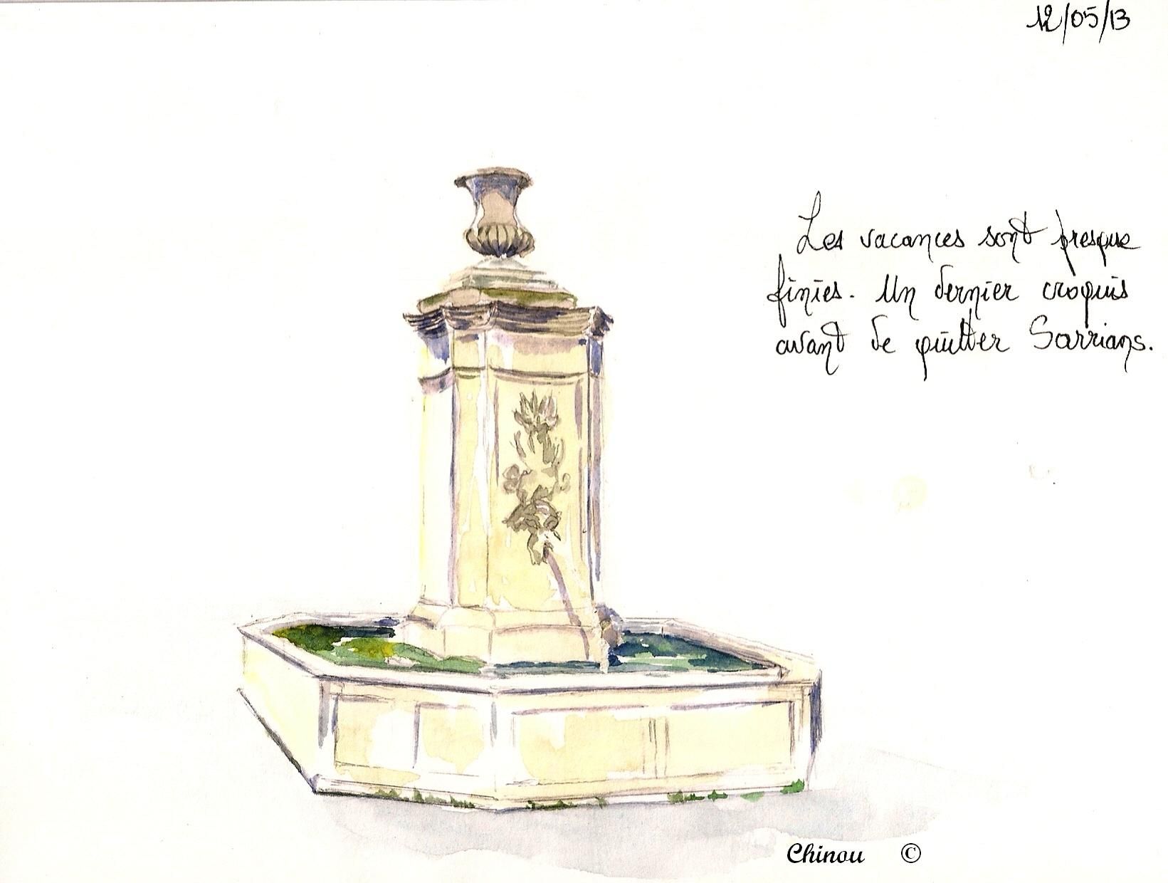 Sarrians: Fontaine sur la place centrale