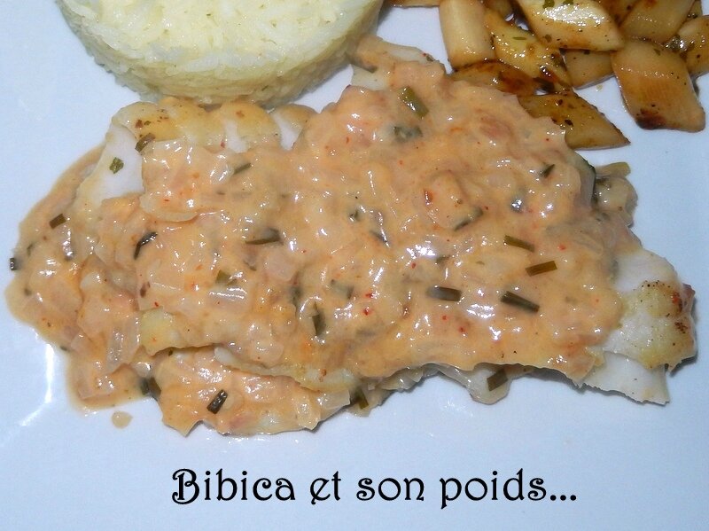 Cabillaud à la sauce citronnée gros plan