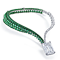 The largest d flawless diamond ever offered at auction. a sensational diamond and emerald necklace, by de grisogono