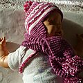 bonnet écharpe bébé modèle SANDRA taille 3 à 6 mois PRIX 15€