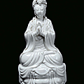 A blanc de chine porcelain guanyin, china, qing dynasty, 19th century