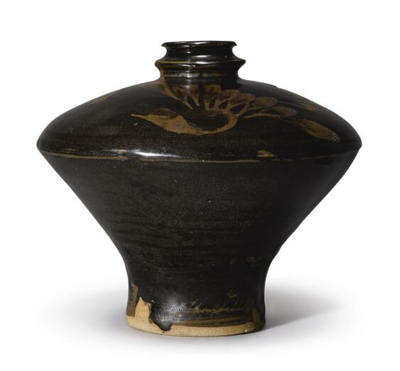 A 'Henan' black-glazed and russet-painted meiping, Yuan dynasty (1279-1368)