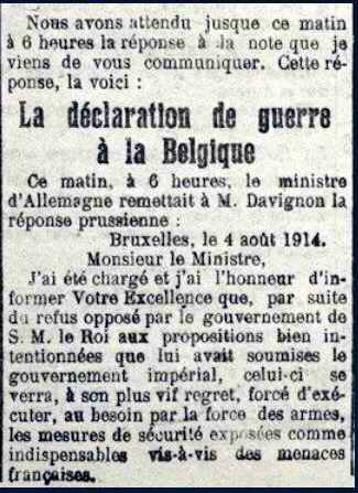 Déclation de guerre all Belgue