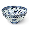 An exceptional and rare blue and white 'floral' bowl, ming dynasty, yongle period (1403-1424)