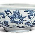 A blue and white 'lotus' bowl, ming dynasty, 15th century
